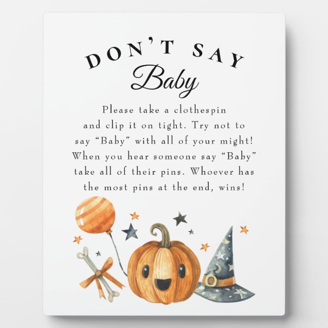 Plaque Photo Halloween "Don't Say Baby" Baby shower Poster du j (Devant)