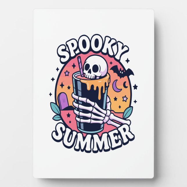 Plaque Photo Halloween Spooky Summer Skeleton Drink (Devant)