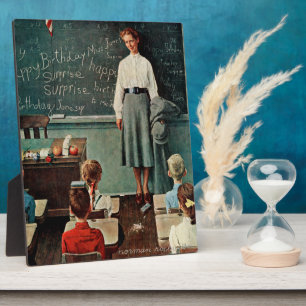 Plaque Photo Happy Birthday, Miss Jones by Norman Rockwell