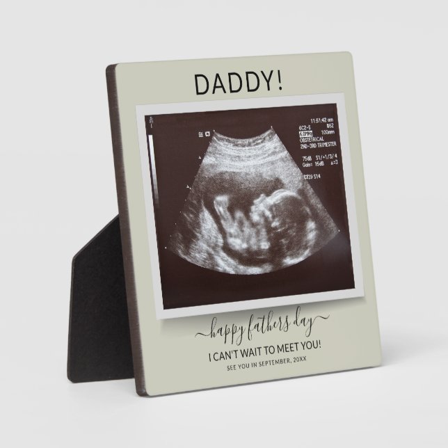 Plaque Photo Happy Fête des pères Ultrasound Grossesse Reveal (Recto)