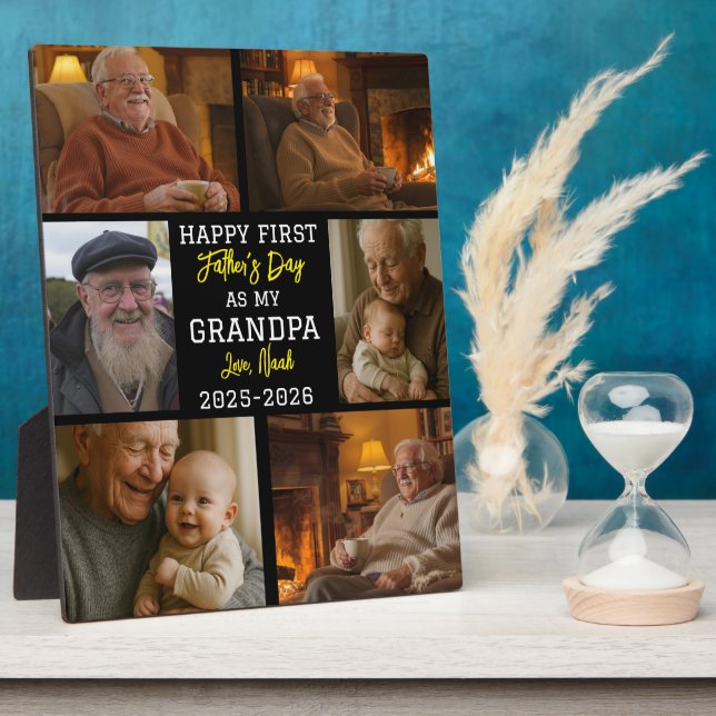 Plaque Photo Happy First Grandpa Day Photo Collage (Côté)