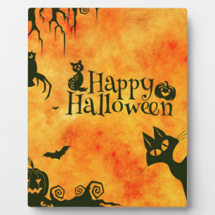 Plaque Photo happy halloween cat