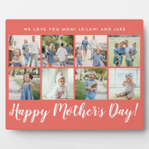 Plaque Photo Happy Mother's Day Photo Collage Custom Coral