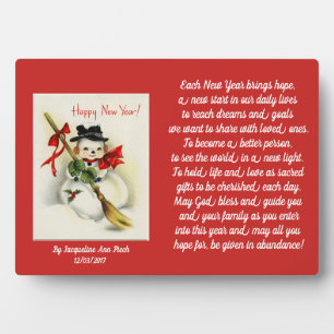 Plaque Photo Happy New Year Snowman
