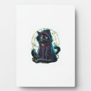 Plaque Photo Haut de tank d'Halloween de chat noir mystique