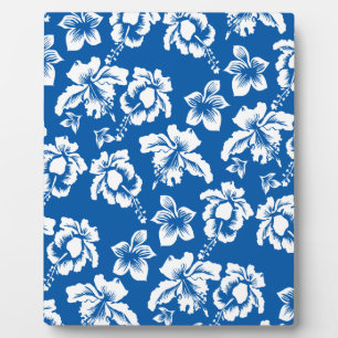 Plaque Photo Hawiian Blue Flower Pattern