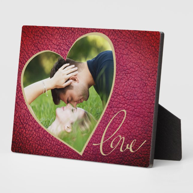 Plaque Photo Heart Leather Imprimer Amour Saint Valentin`s Day  (Côté)