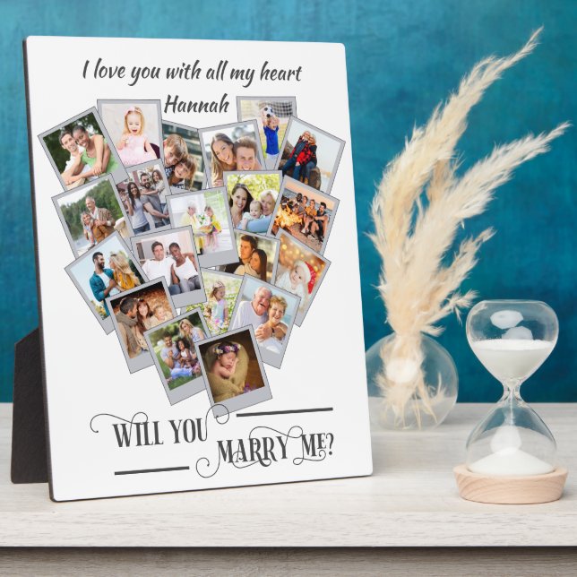 Plaque Photo Heart Photo Collage Aimer You Marry Me (Côté)