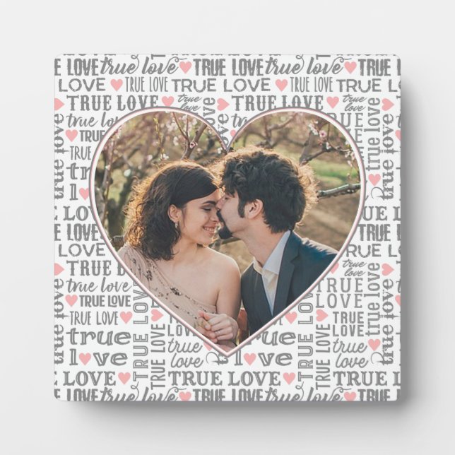 Plaque Photo Heart Shaped Photo True Love Valentines or Wedding (Devant)