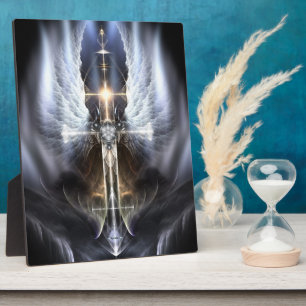 Plaque photo Heavenly Angel Wing Cross Fractal Art