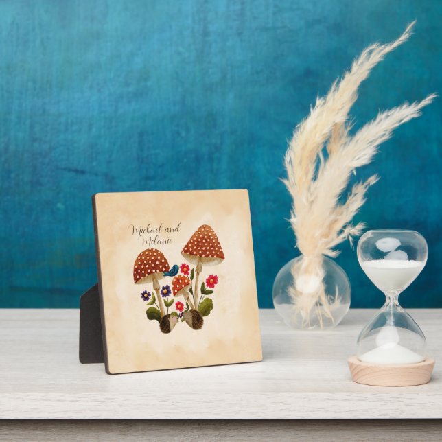 Plaque Photo Hérisson mignon avec Fleurs et Champignons (Insitu)