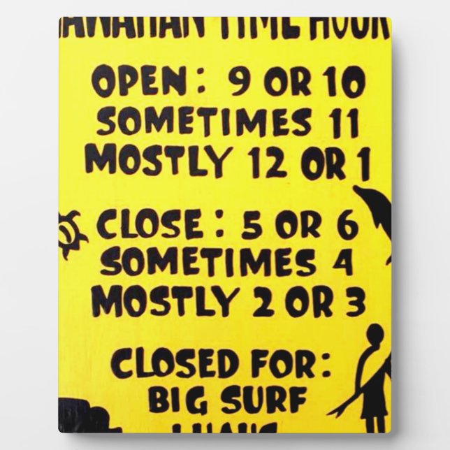 Plaque Photo heure hawaïenne (Devant)