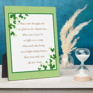 Plaque Photo Heureux Comme Shamrock Irlandais Blessing Tabletop
