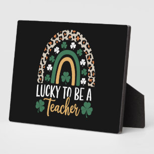 Plaque Photo Heureux d'être enseignant Rainbow St Patrick's Day