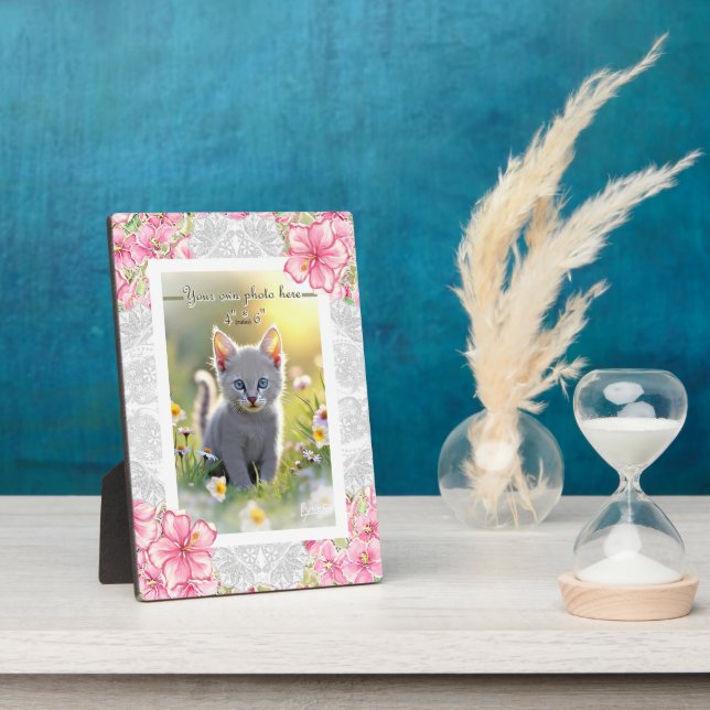 Plaque Photo Hibiscus & dentelle PINK (Côté)