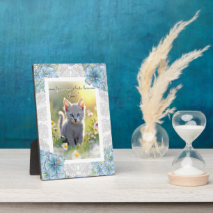 Plaque Photo Hibiscus & dentelle TURQUOISE