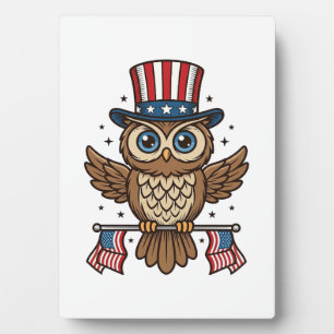 Plaque Photo Hibou patriotique gravure vintage graphique_1
