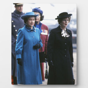 Plaque Photo HM Queen Elizabeth II-Margaret Thatcher