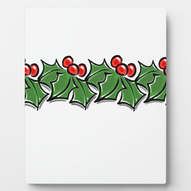 Plaque Photo Holly Feuilles, Holly Berries, couronne de Noël (Devant)