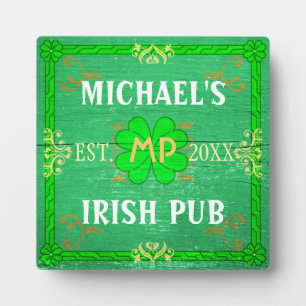 Plaque Photo Home Bar personnalisé Irish Pub Green