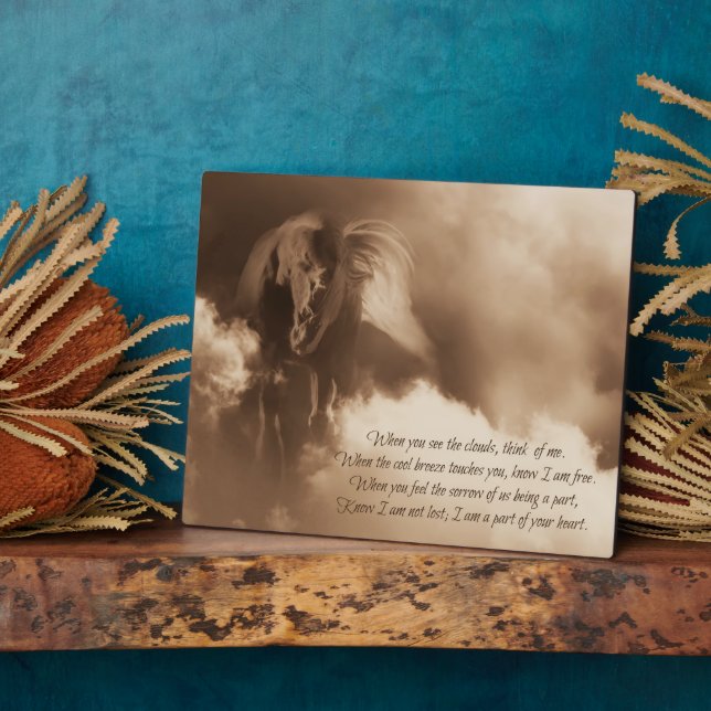 Plaque Photo Hommage au Souvenir du Cheval avec poème (Côté)