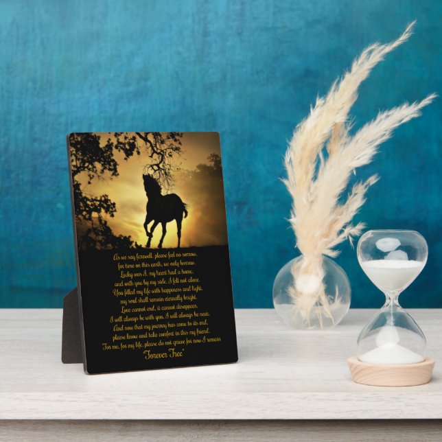Plaque Photo Hommage commémoratif du cheval avec un poème spiri (Côté)