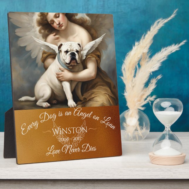 Plaque Photo Hommage perte de Bulldog Angel Art (Côté)
