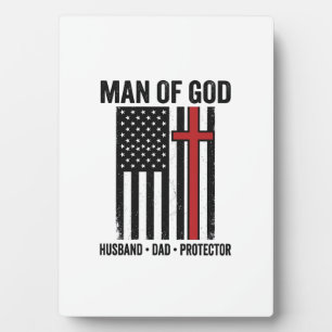 Plaque Photo Homme de Dieu Croix Patriotique Design de Chemise 