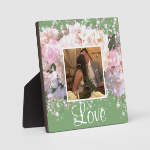 Plaque Photo Horaires romantiques en dentelle blanche, roses ro
