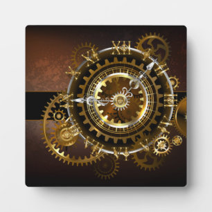 Plaque Photo Horloge Steampunk avec des engrenages anciens