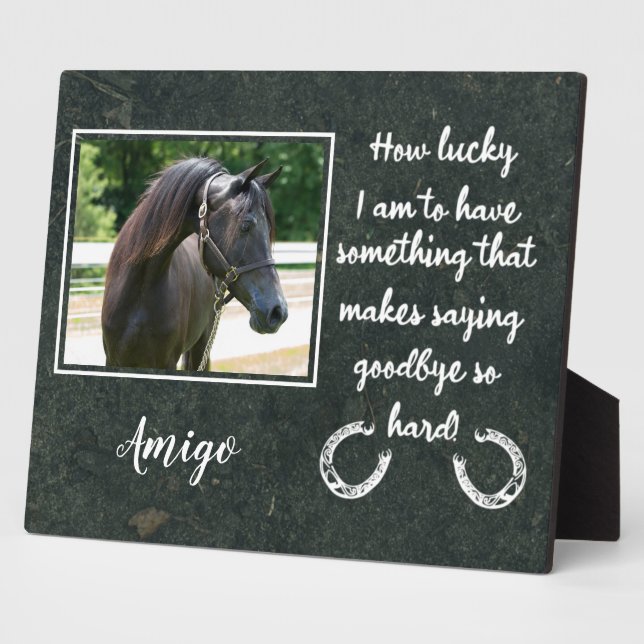 Plaque Photo Horse Memorial Ardoise Pet Perte Photo (Côté)
