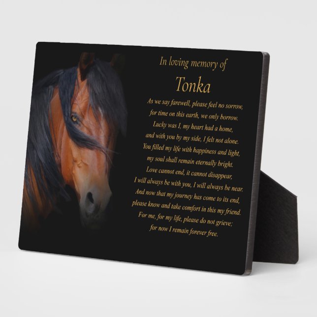 Plaque Photo Horse Memorial Hommage Poème Nom personnalisé (Côté)