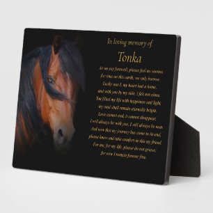 Plaque Photo Horse Memorial Tribute Poem Custom Name