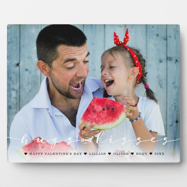 Plaque Photo Hugs & Kisses Heureuse Sainte-Valentin Photo de fa (Devant)