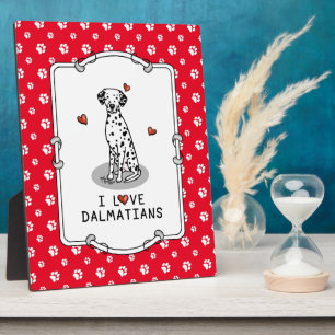 Plaque Photo I Love Dalmatians (noir 1) Coeurs Amusants