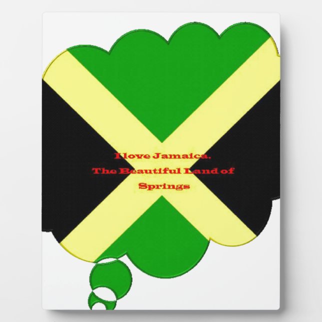 Plaque Photo I Love Jamaica Text on Flag Art Print (Devant)