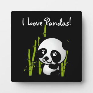 Plaque Photo I Love Pandas Panda ours avec bambou