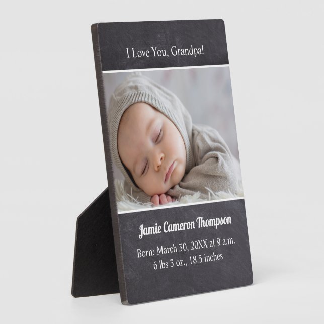 Plaque Photo I Love you Grand-père Présentation de naissance ph (Côté)