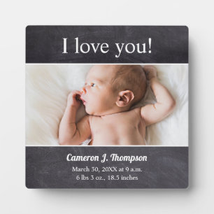 Plaque Photo I Love you Présentation de naissance photo bébé