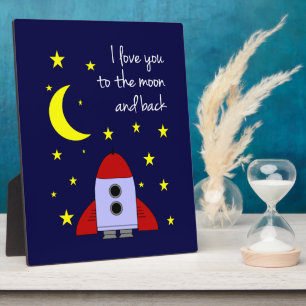 Plaque Photo I Love You To The Moon And Back Cute Space Rocket