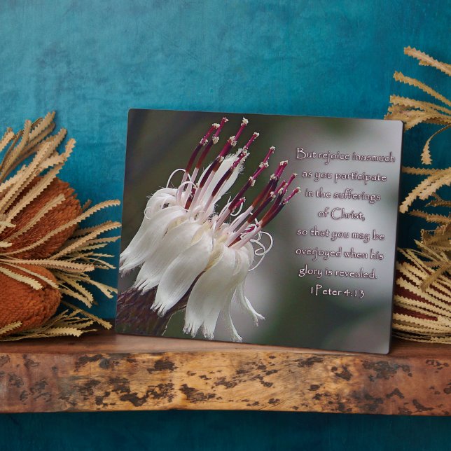 Plaque Photo I Pierre 4:13 Inspirationnel Floral (Côté)