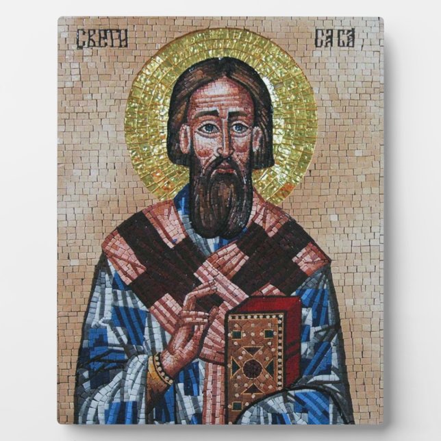 Plaque Photo Icône/Plaque Serbe Orthodoxe Saint Sava (Devant)