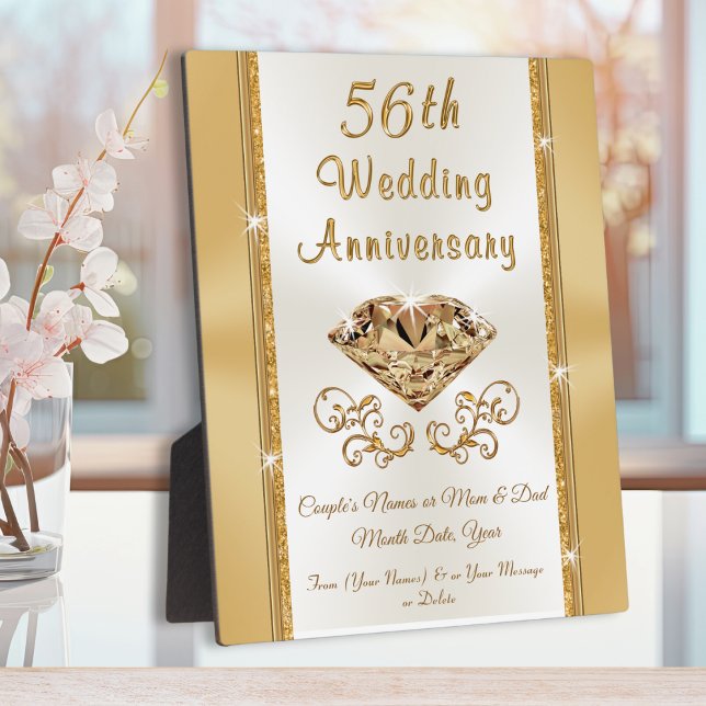 Plaque Photo Idées cadeaux personnalisées pour le 56e anniversa (56th Wedding Anniversary Gift Ideas. 56 year anniversary gift for parents, grandparent and friends. )