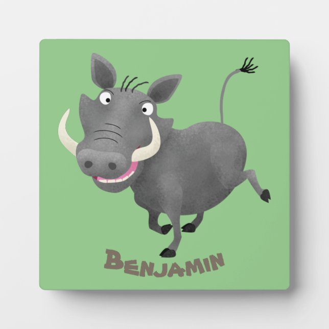 Plaque Photo Illustration amusante d'un cochon de phacochère af (Devant)