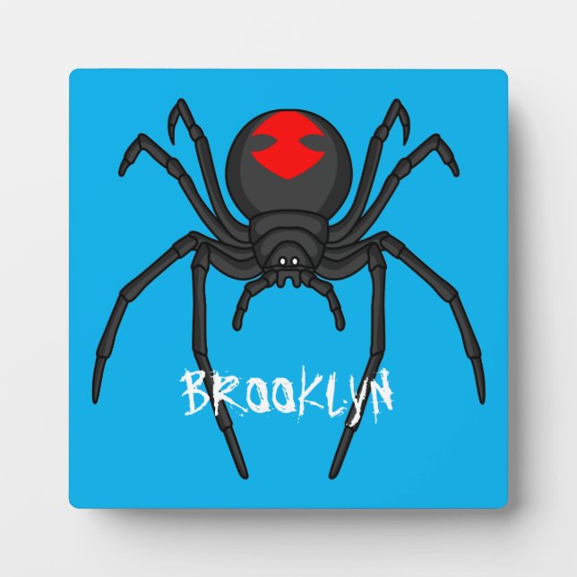 Plaque Photo Illustration d'araignée noire effrayante (Devant)