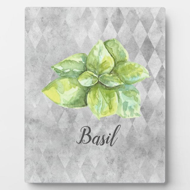 Plaque Photo Illustration de l'aquarelle d'Herbe de Basil (Devant)