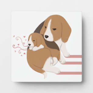 Plaque Photo Illustration de maman et bébé Beagle mignonne