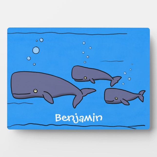 Plaque Photo Illustration de mignonne migratrice de baleines à  (Devant)