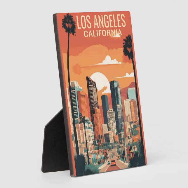 Plaque Photo illustration de voyage à Los Angeles, (Côté)