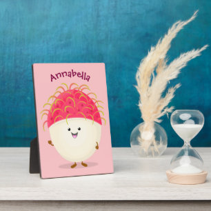 Plaque Photo Illustration mignon du ramboutan rose